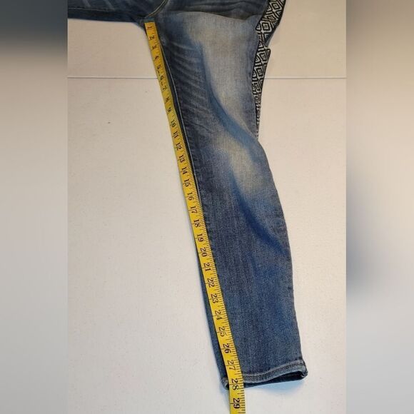 Driftwood Jackie High Rise Skinny Jeans with Embroidered Aztec Side Stripe sz 28 - Picture 12 of 13